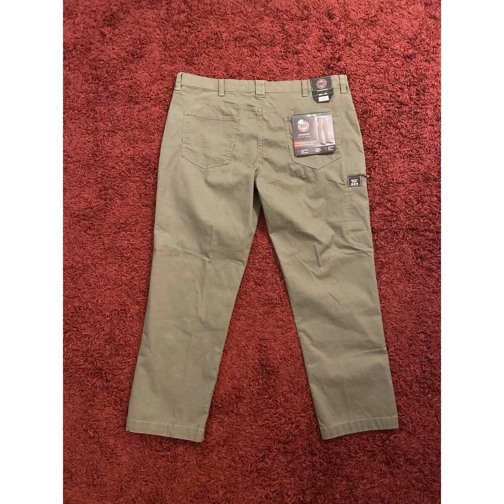 Weather Proof Dakota Utility Pants Men’s 40X30 Green Work Casual Stretch Trouser